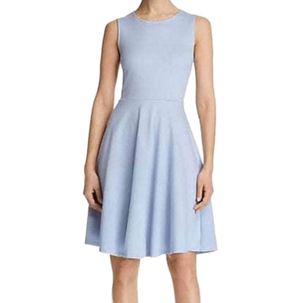 T. Tahari Eventide Blue Fit & Flare Dress 8